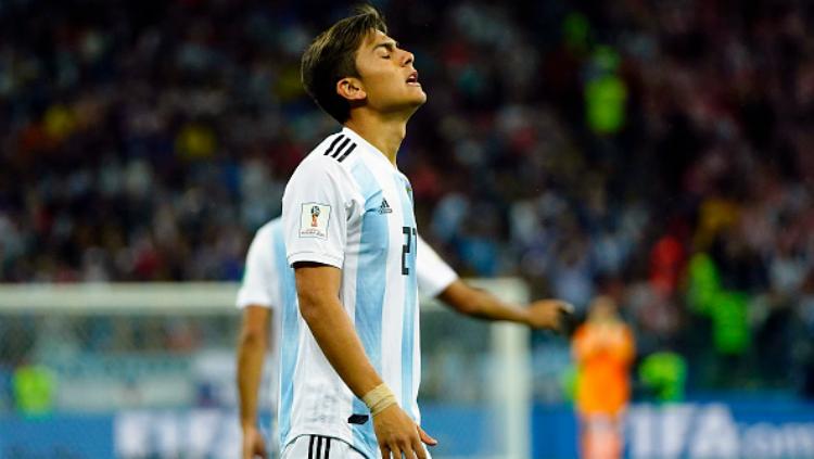 Paulo Dybala saat bela Timnas Argentina.