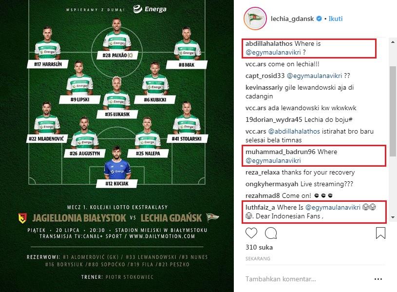 Netizen Komentari absennya Egy Maulana Vikri. Copyright: Instagram