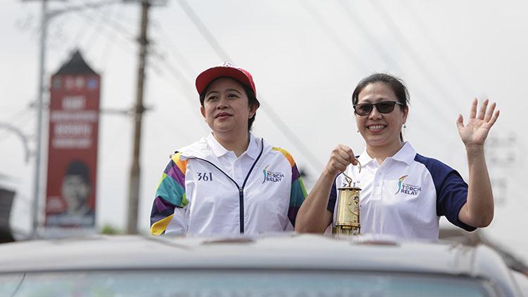 Puan Maharani pawai obor Asian Games 2018 di Malang.