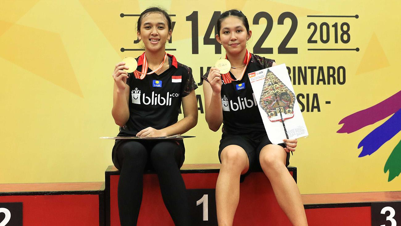 Febriana Dwipuji Kusuma/Ribka Sugiarto berhasil menjuarai Kejuaraan Asia Junior 2018 usai menundukkan pasangan Malaysia Pearly Koong Le Tan/Ee Wei Toh.