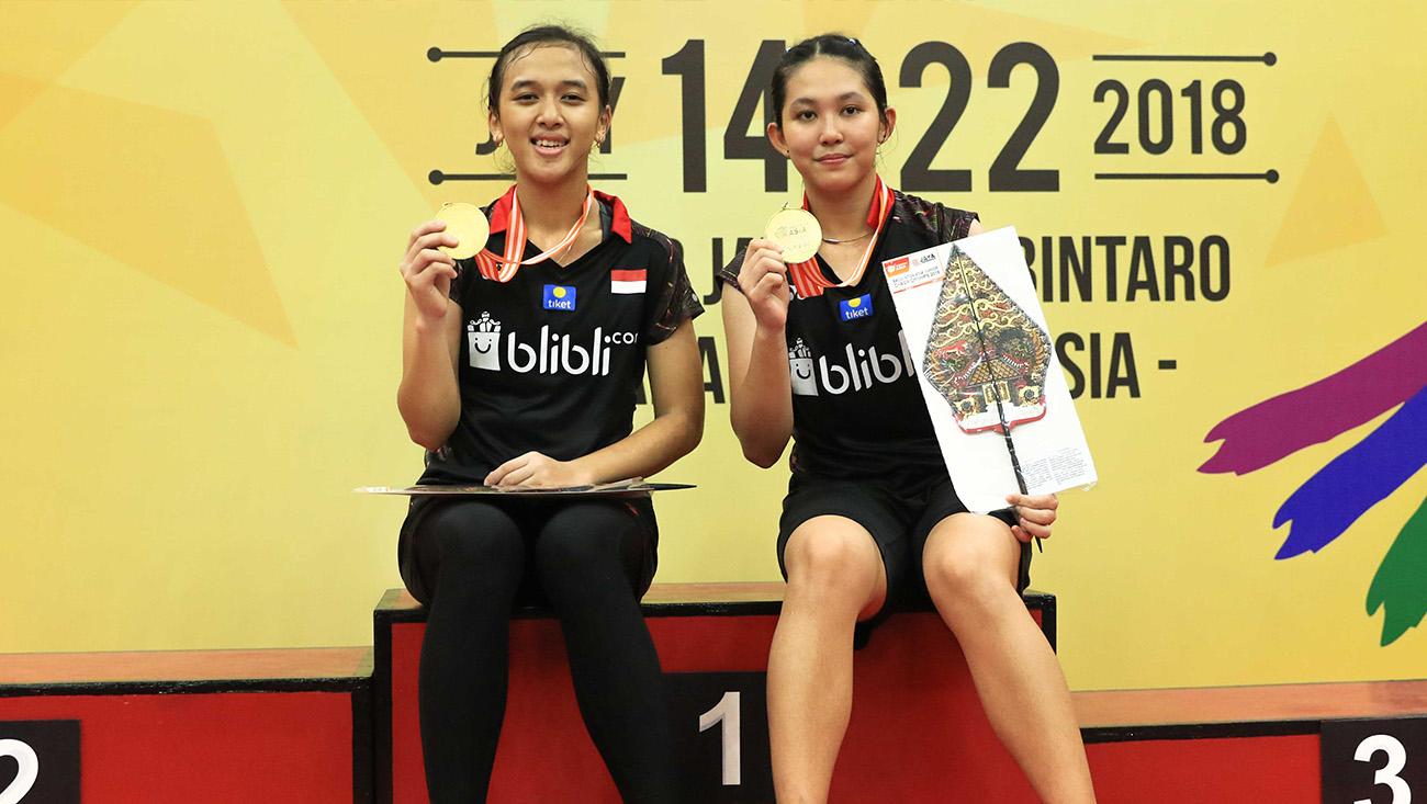 Febriana Dwipuji Kusuma/Ribka Sugiarto berhasil menjuarai Kejuaraan Asia Junior 2018 usai menundukkan pasangan Malaysia Pearly Koong Le Tan/Ee Wei Toh. Copyright: Humas PBSI