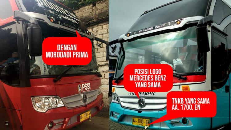 Bus baru Timnas Indonesia mirip dengan bus antar kota pulau jawa. Copyright: INDOSPORT