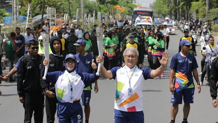 Kirab Obar Asian Games Singgahi Kota Seribu Sungai, Banjarmasin Kalimantan Selatan. Copyright: INASGOC
