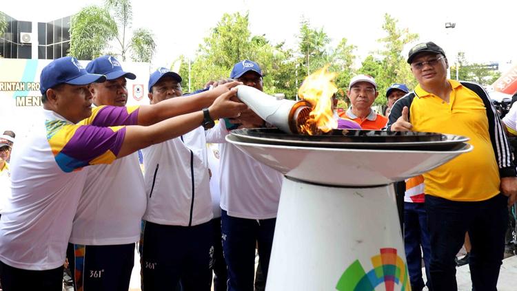 Kirab Obar Asian Games Singgahi Kota Seribu Sungai, Banjarmasin Kalimantan Selatan. Copyright: INASGOC
