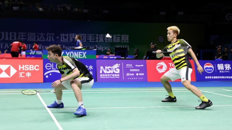 Kevin Sanjaya Sukamuljo/Marcus Fernaldi Gideon di Kejuaraan Dunia 2018.