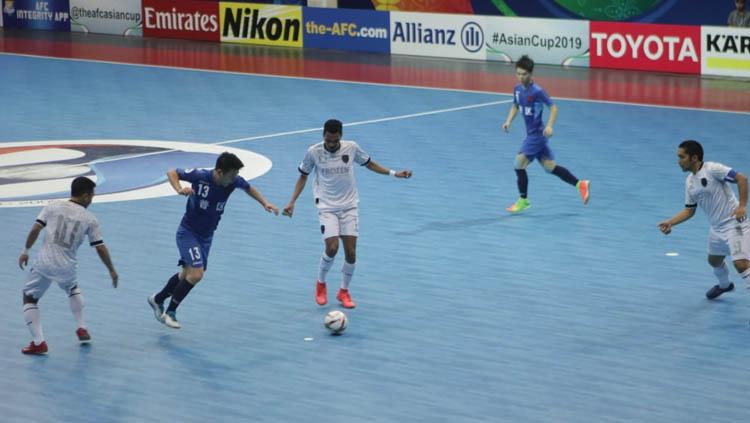 Situasi pertandingan Vamos Mataram melawan Dalian Yuan Dynasty.