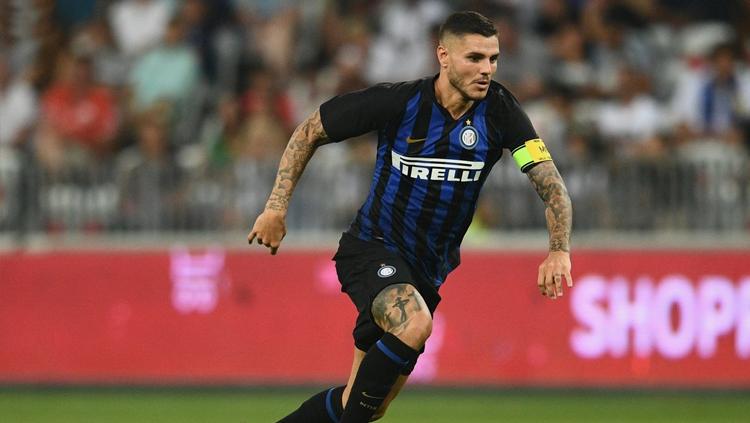 Mauro Icardi saat tampil di laga pramusim bersama Inter melawan Lyon. Copyright: INDOSPORT