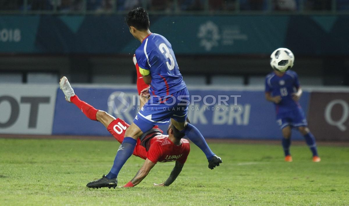 Tendangan salto Stefano Lilipaly membuahkan gol ke gawang Taiwan. Herry Ibrahim