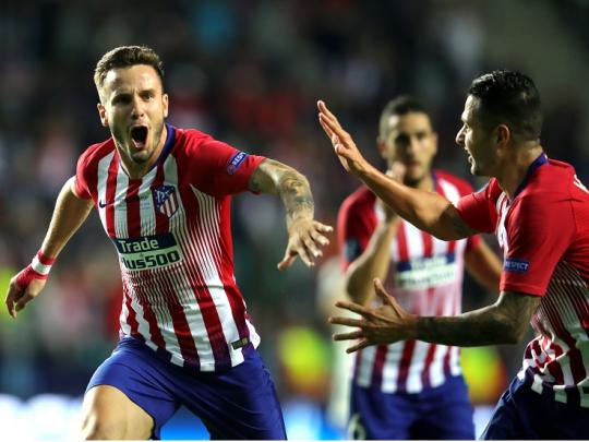 Penggawa Atletico Madrid merayakan gol ke gawang Real Madrid dalam laga Piala Super Eropa 2018. Copyright: Getty Images