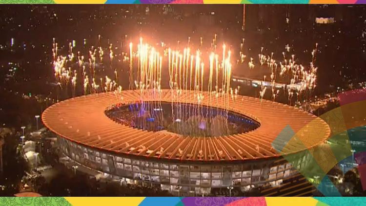 Kemegahan pembukaan Asian Games 2018 di Stadion Gelora Bung Karno. - INDOSPORT