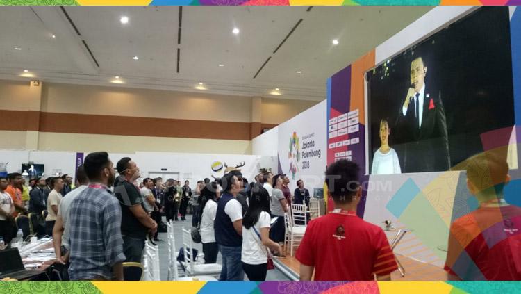 Ratusan wartawan semangat menyaksikan pembukaan Asian Games 2018 di MPC.