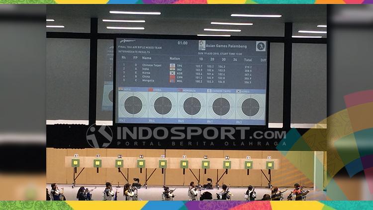 Cabor menembak di Asian Games 2018.