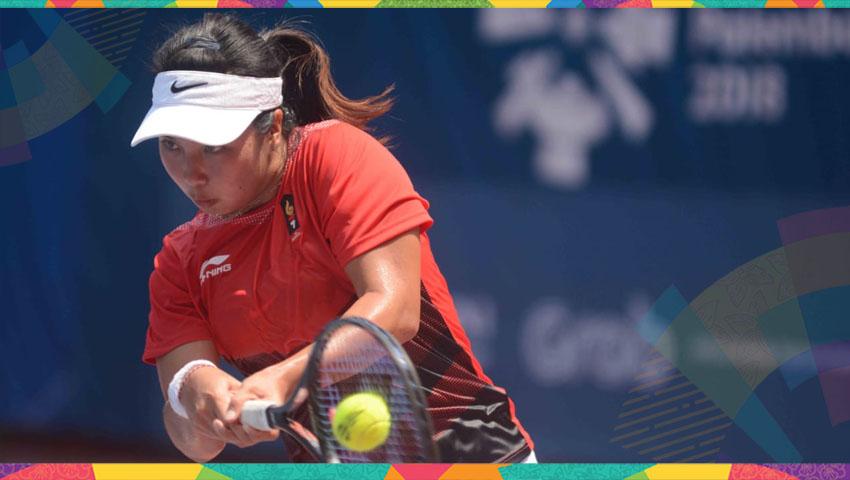 Aldila Sutjiadi, petenis tunggal putri Indonesia lolos ke perempar final.