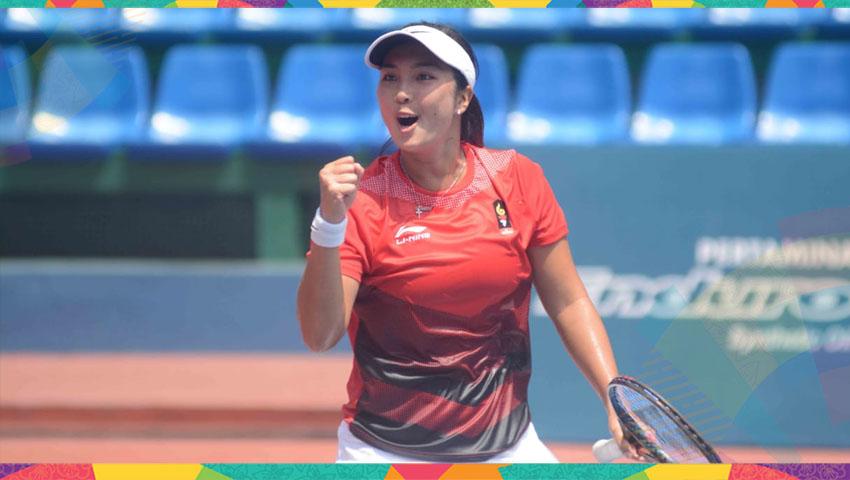Aldila Sutjiadi, petenis tunggal putri Indonesia lolos ke perempar final.