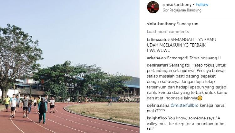 Dukungan kepada Anthony Ginting di Instagram Copyright: Instagram @sinisukanthony