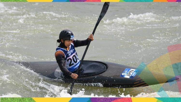 Kayak Tunggal Slalom Putri pada Asian Games 2018 di Bendung Rentang, Majalengka, Jawa Barat.