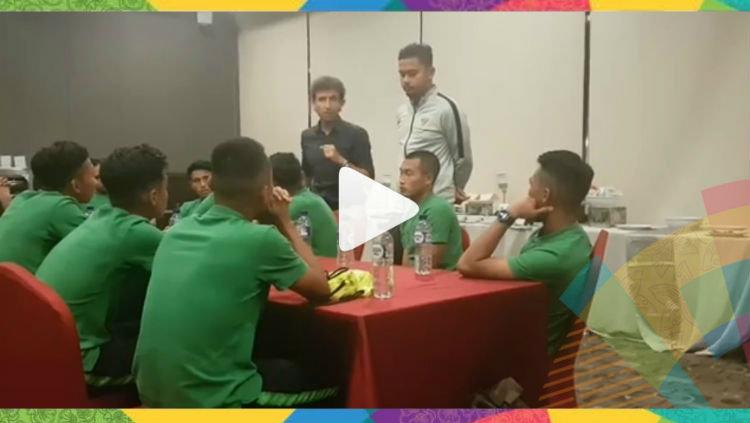 Suasana perpisahan Luis Milla dengan skuat Timnas U-23.