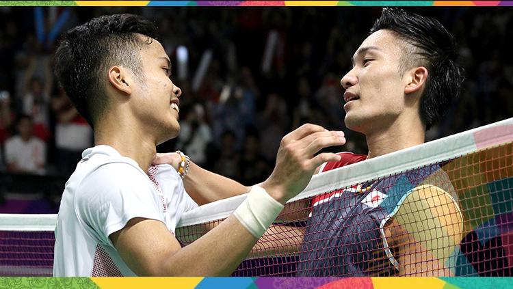 Lagi-lagi kangen MomoGi, Federasi Bulutangkis Dunia (BWF) kembali mengunggah rally sengit antara Kento Momota vs Anthony Sinisuka Ginting.