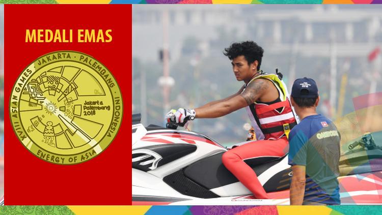 Aqsa Sutan Aswar meraih emas untuk Indonesia dari cabor jetski.