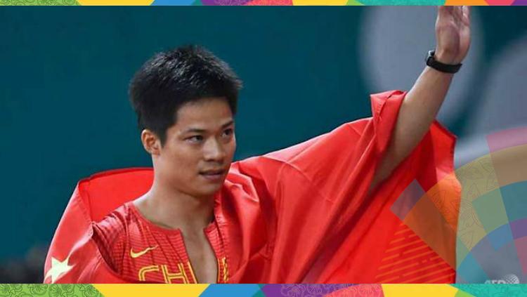 Pelari China, Su Bingtian di Asian Games 2018.