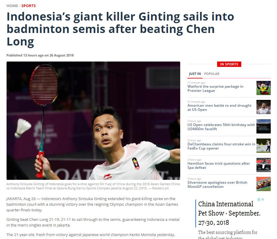 Anthony Sinisuka Ginting pebulutangkis Indonesia. Copyright: malaymail