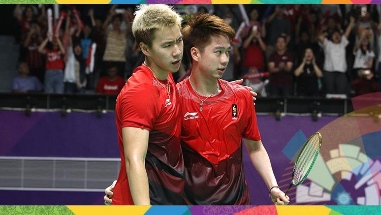 Kevin Sanjaya/Markus Fernaldi Gideon dalam aksinya di ajang Asian Games 2018.