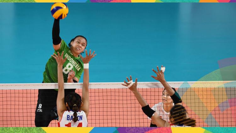 Tim voli putri Indonesia saat melawan Thailand di penyisihan Grup A Asian Games 2018.