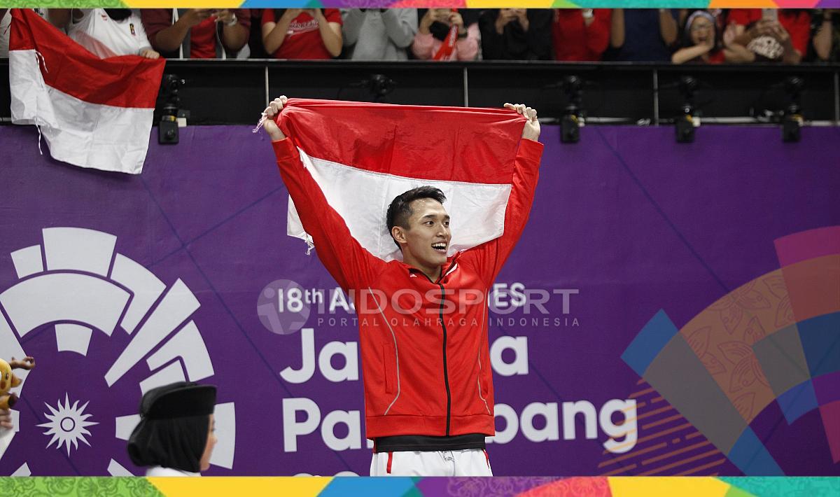 Tunggal putra Indonesia, Jonatan Christie, menyabet medali emas nomor perseorangan cabang olahraga bulutangkis Asian Games 2018.