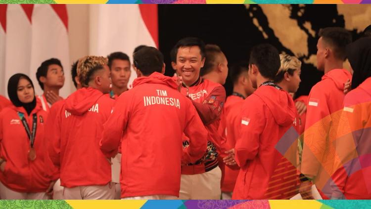 Pemberian bonus atlet berprestasi peraih medali Asian Games 2018 di Istana Negara Jakarta. Copyright: Twitter.com/Imam Nahrawi