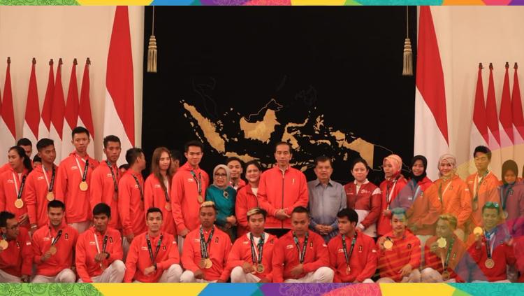 Pemberian bonus atlet berprestasi peraih medali Asian Games 2018 di Istana Negara Jakarta. Copyright: Twitter.com/Imam Nahrawi