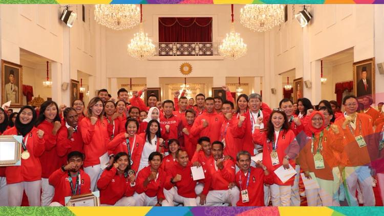 Pemberian bonus atlet berprestasi peraih medali Asian Games 2018 di Istana Negara Jakarta. Copyright: Twitter.com/Imam Nahrawi