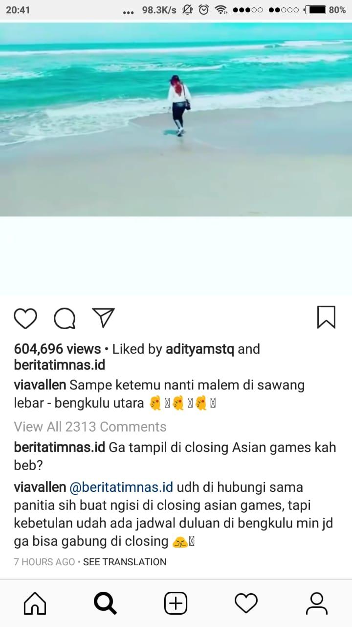 Via Vallen klarifikasi soal absennya ia di Closing Ceremony Asian Games 2018 Copyright: Instagram.com/viavallen