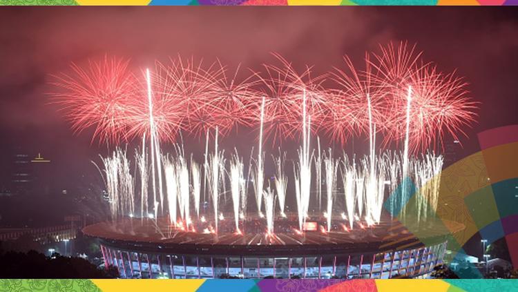 Kemeriahan kembang api di acara penutupan Asian Games 2018 Copyright: Getty Images
