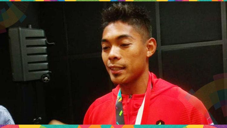 Bintang lari estafet 4x100 meter putra Indonesia, Muhammad Fadlin, sempat memandu yel-yel penambah semangat atlet muda jelang ajang ASEAN School Games 2019.