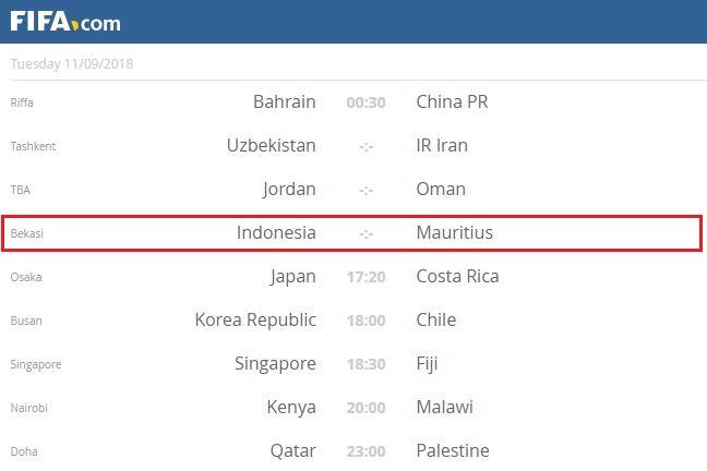 Laga Indonesia vs Mauritius merupakan FIFA Match Day. Copyright: FIFA