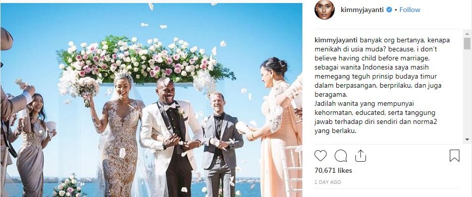 Alasan Kimmy Jayanti Putuskan Nikah di Usia Muda dengan Greg Nwokolo Copyright: Instagram/@kimmyjayanti