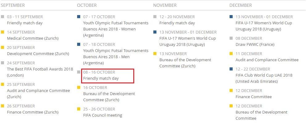 Kalender FIFA hingga akhir tahun 2018 ini. Copyright: fifa.com