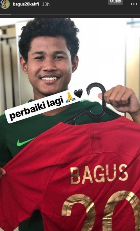 Update Insta Story Bagus Kahfi usai cetak hattrick ke gawang Oman. Copyright: Instagram Bagus Kahfi