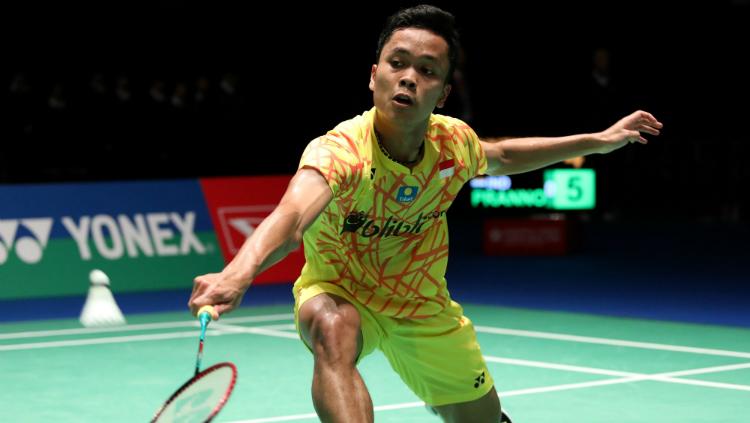 Anthony Sinisuka Ginting di Japan Open 2018.