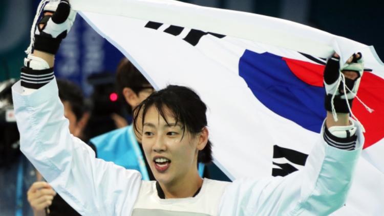 Atlet taekwondo Korea Selatan, Lee Ah-reum. - INDOSPORT
