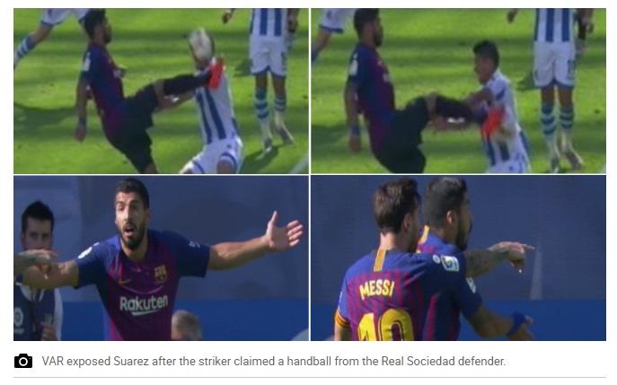 Luis Suarez jadi korban pertama VAR Copyright: Screenshoot/Marca