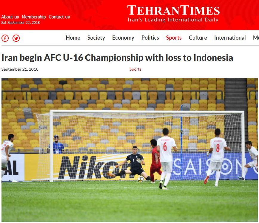 Media Iran, Tehran Times membahas kemenangan Timnas Indonesia U-16 Copyright: tehrantimes.com