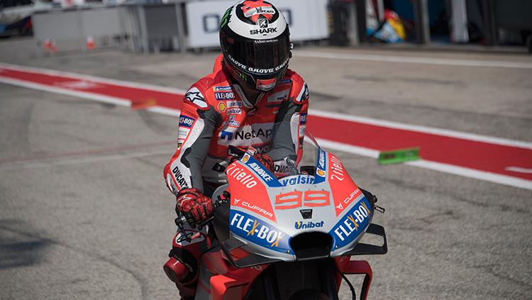 Jorge Lorenzo dalam sesi kualifikasi MotoGP Aragon.