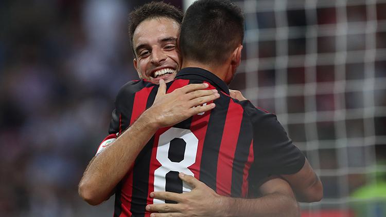 Bonaventura berselebrasi usai mencetak gol ke gawang Atalanta. Copyright: Getty Images