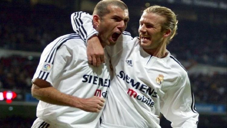 Beckham dan Zidane saat masih menjadi pemain Real Madrid Copyright: Sporx