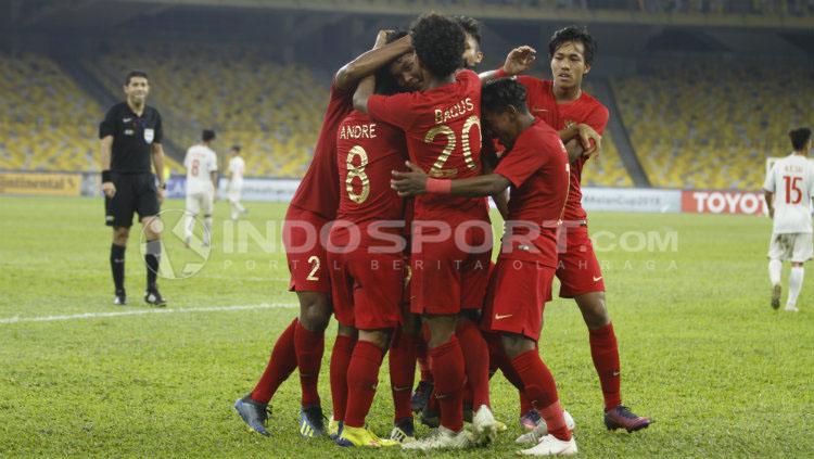 Selebrasi Timnas Indonesia U-16 di laga vs Vietnam U-16.