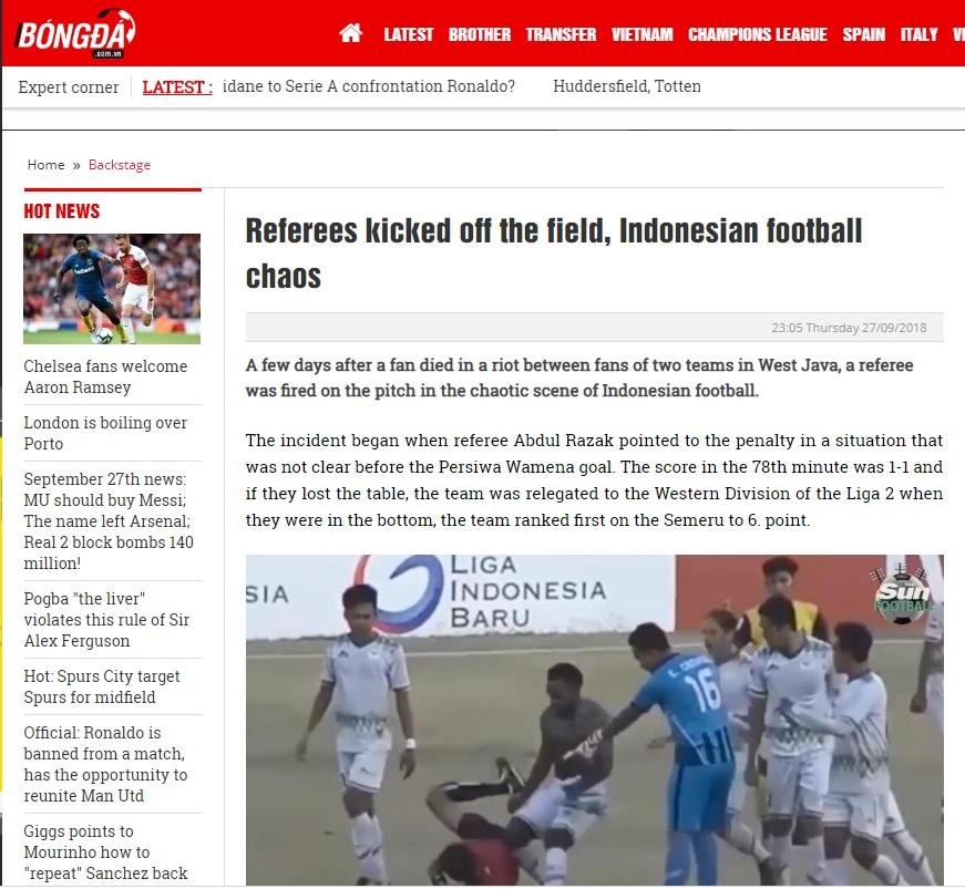 Media Vietnam soroti kekacauan sepak bola Indonesia. Copyright: Bongda