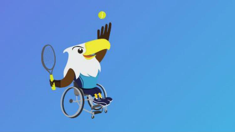 Logo tenis kursi roda di Asian Para Games 2018.