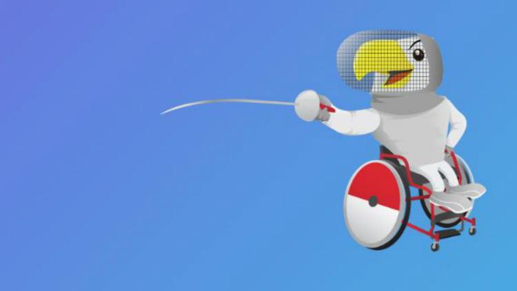 Ilustrasi anggar duduk di Asian Para Games 2018.