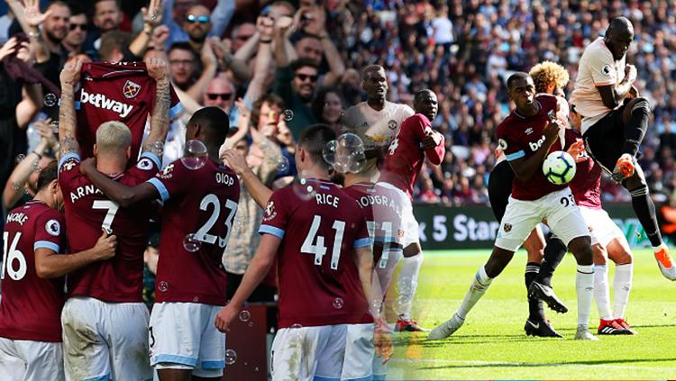 Hasil pertandingan West Ham United vs Manchester United.